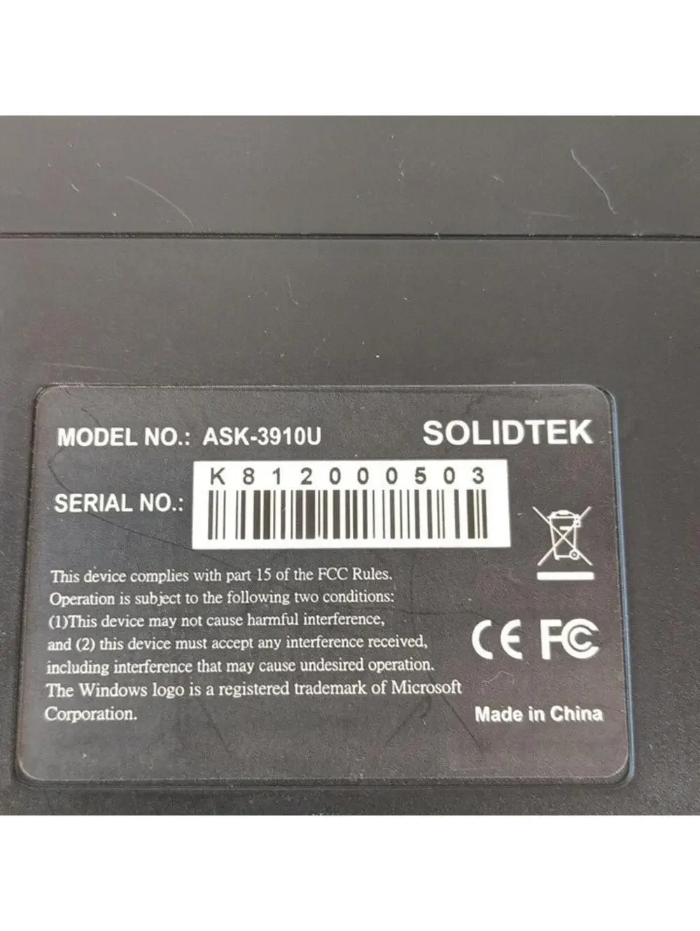 Solidtek ASK-3410U SuperMini USB Wired Keyboard with Touchpad Compact Black PC